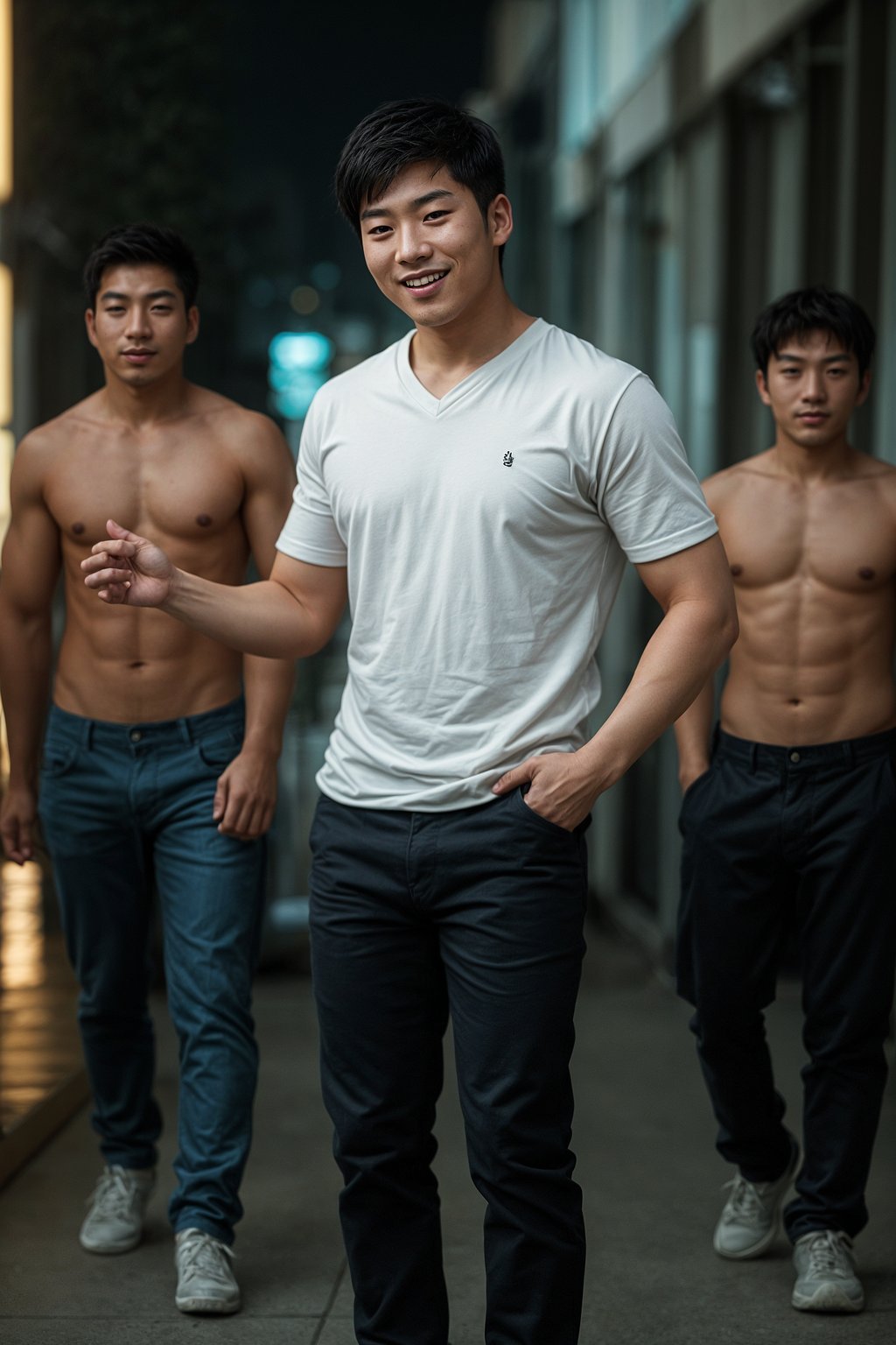 smiling masculine  man laughing and hanging out with friends