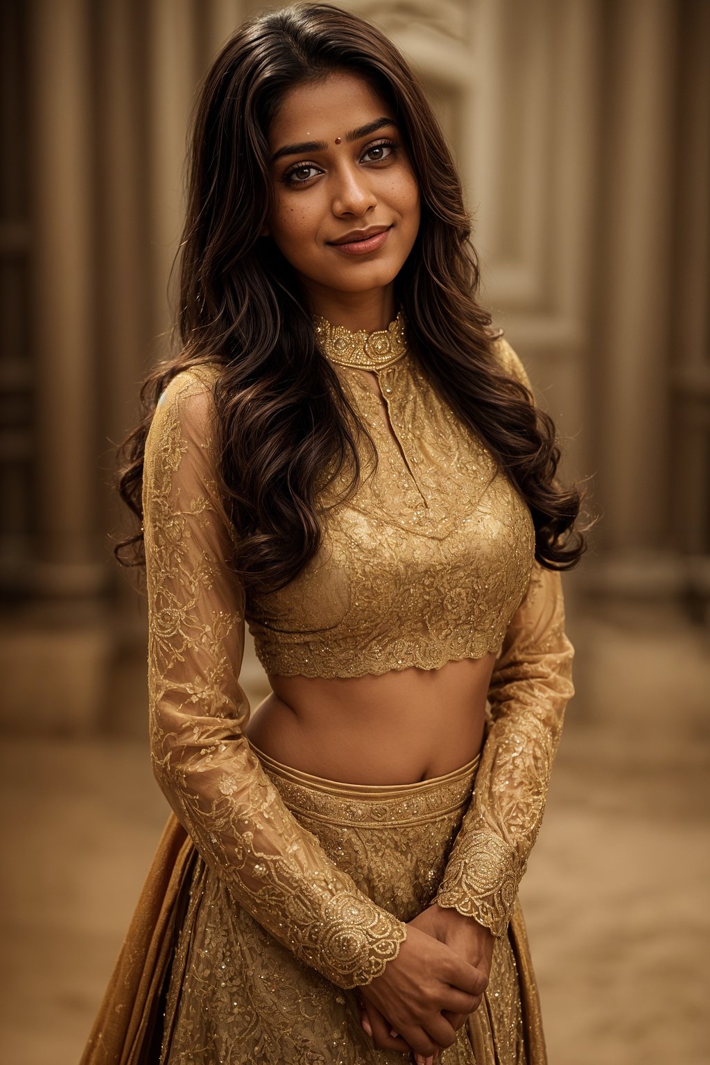 smiling  feminine woman posing with a cute pet