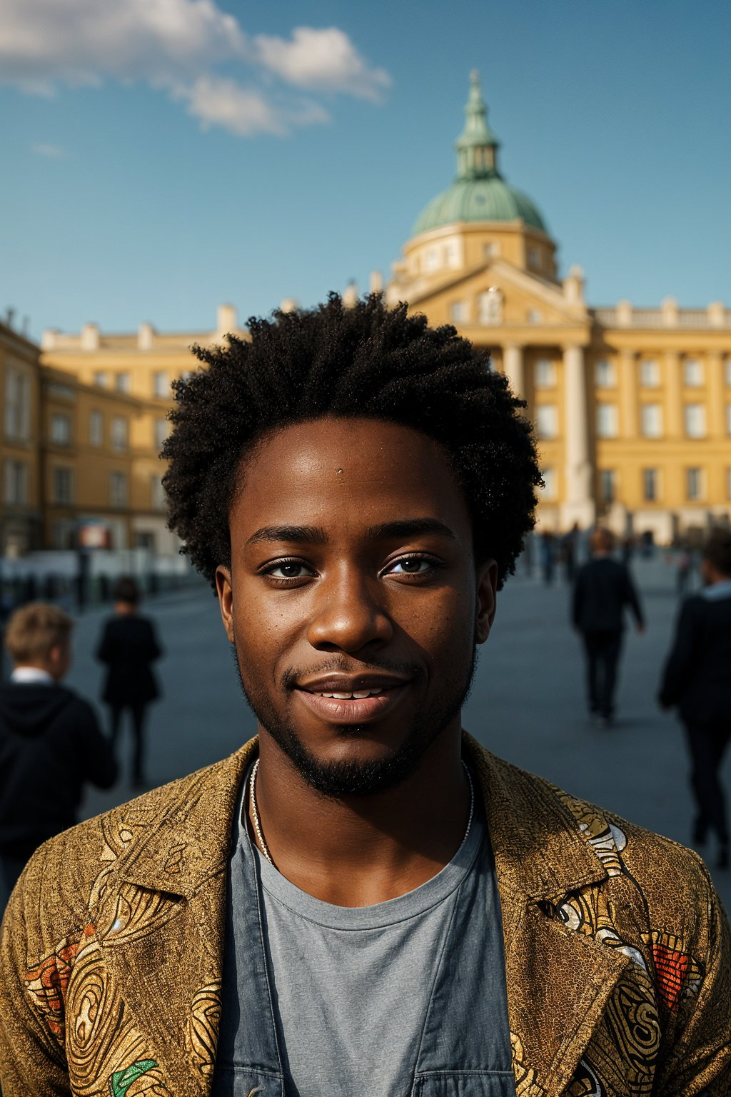 smiling man as digital nomad in Vienna with the Schönbrunn Palace in the background