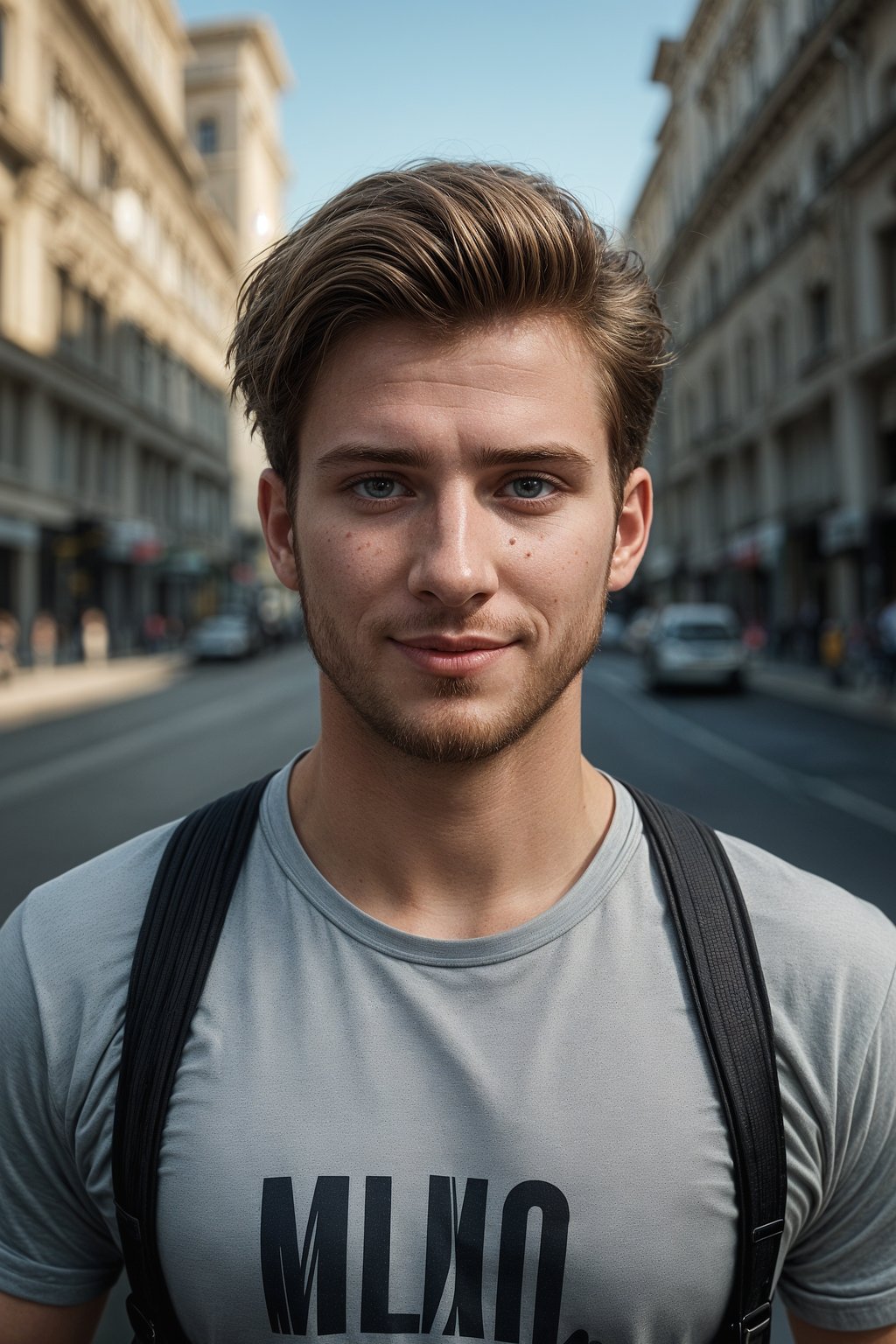 smiling man as digital nomad in Mexico City center