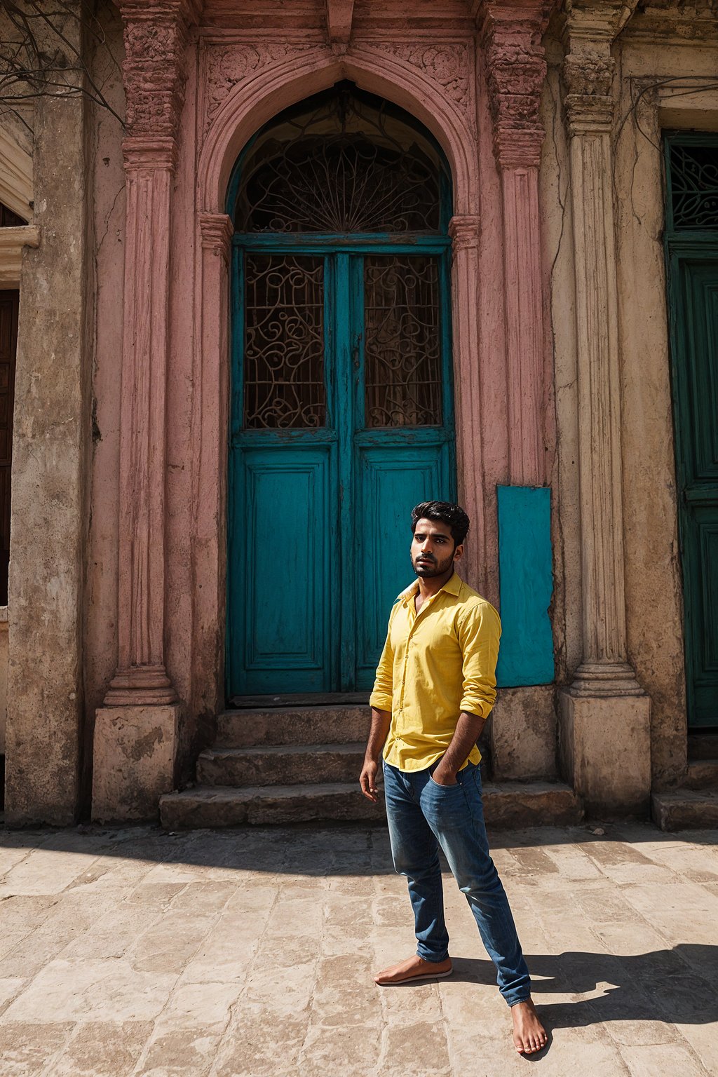 smiling man as digital nomad in Havana with the colorful old town in the background