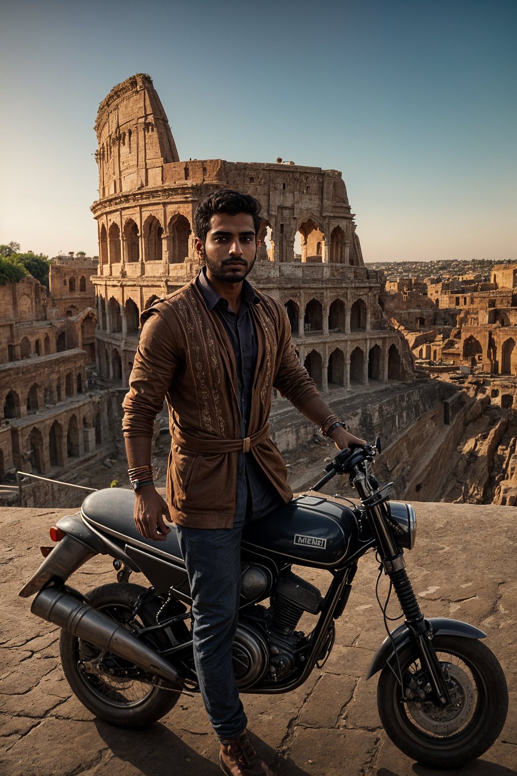 smiling man as digital nomad in Rome with the Colosseum in the background