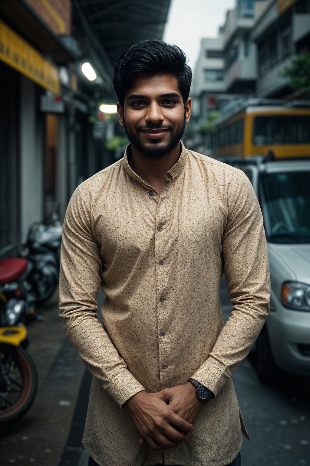 smiling man as digital nomad in Bangkok in Ekkamai district