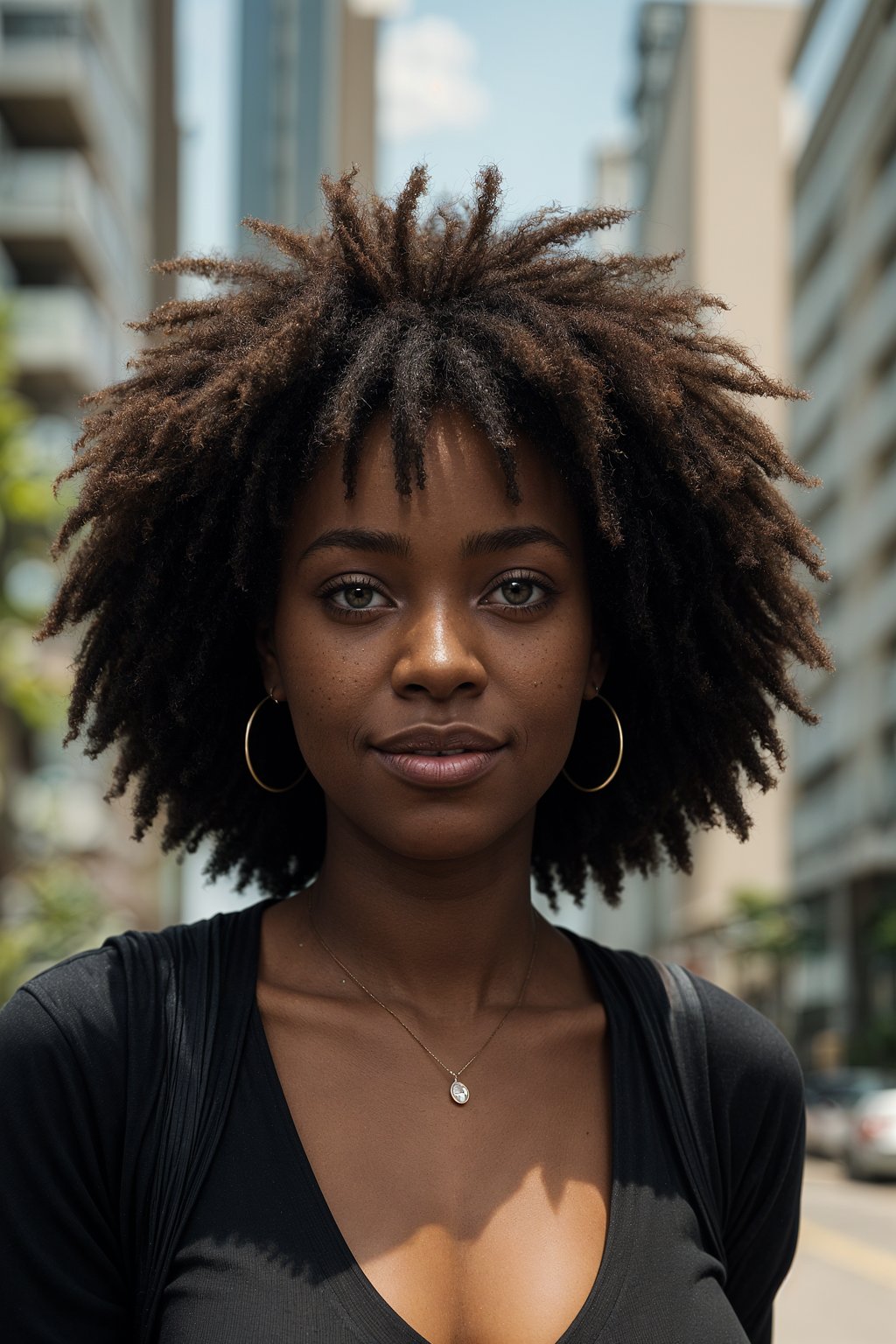 smiling woman as digital nomad in Sao Paulo