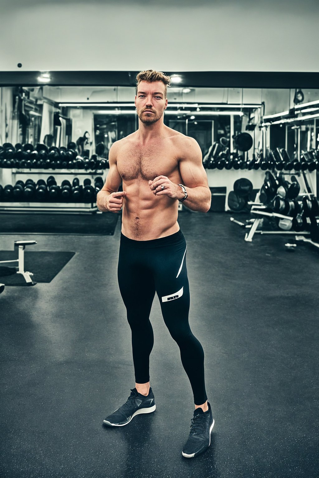 a confident masculine  man engaging in a fitness routine