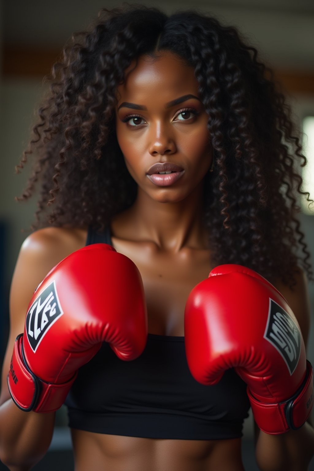 woman as a Boxer wearing Boxing Gloves