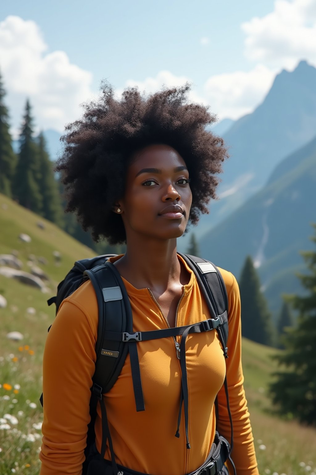 woman hiking in mountains