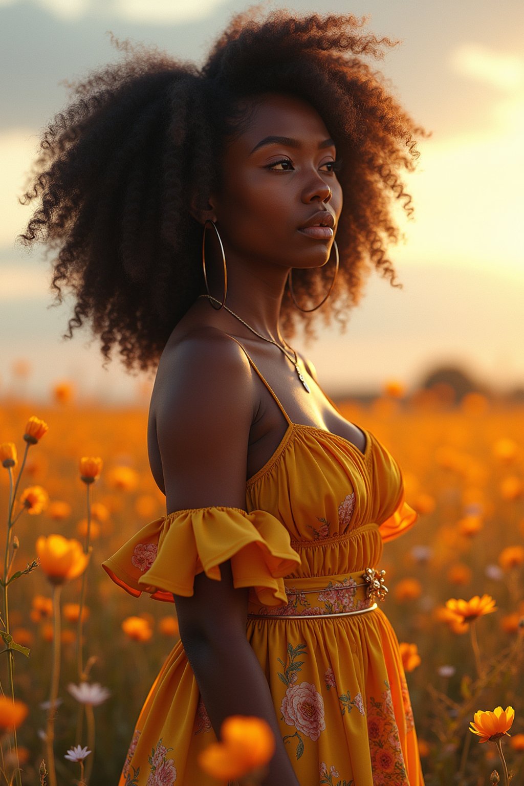 woman | standing in field full of flowers | detailed gorgeous face! ! | full body! ! | god rays | intricate | elegant | realistic | hyperrealistic | cinematic | character design | concept art | illustration | digital art | digital painting | depth of field