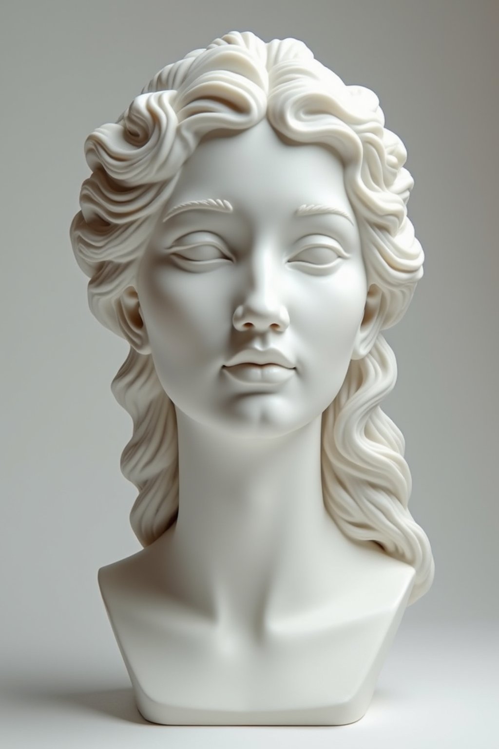 woman as White Marble classical Greek Marble Sculpture. white. no colors