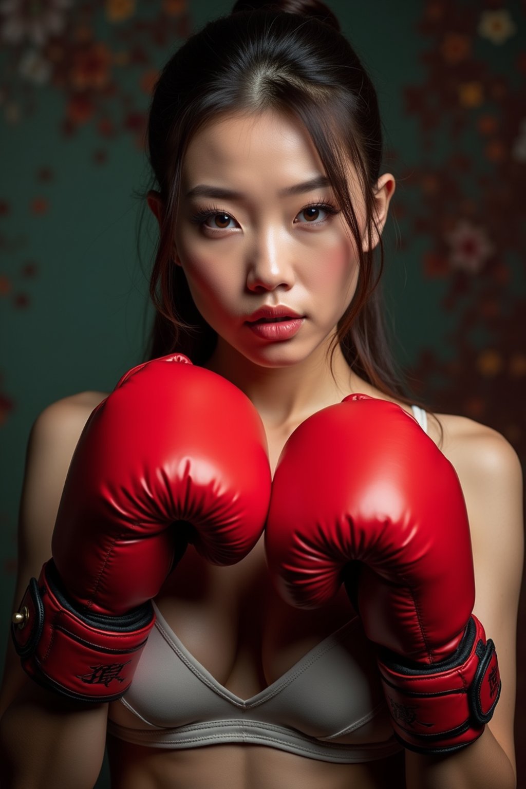 woman as a Boxer wearing Boxing Gloves