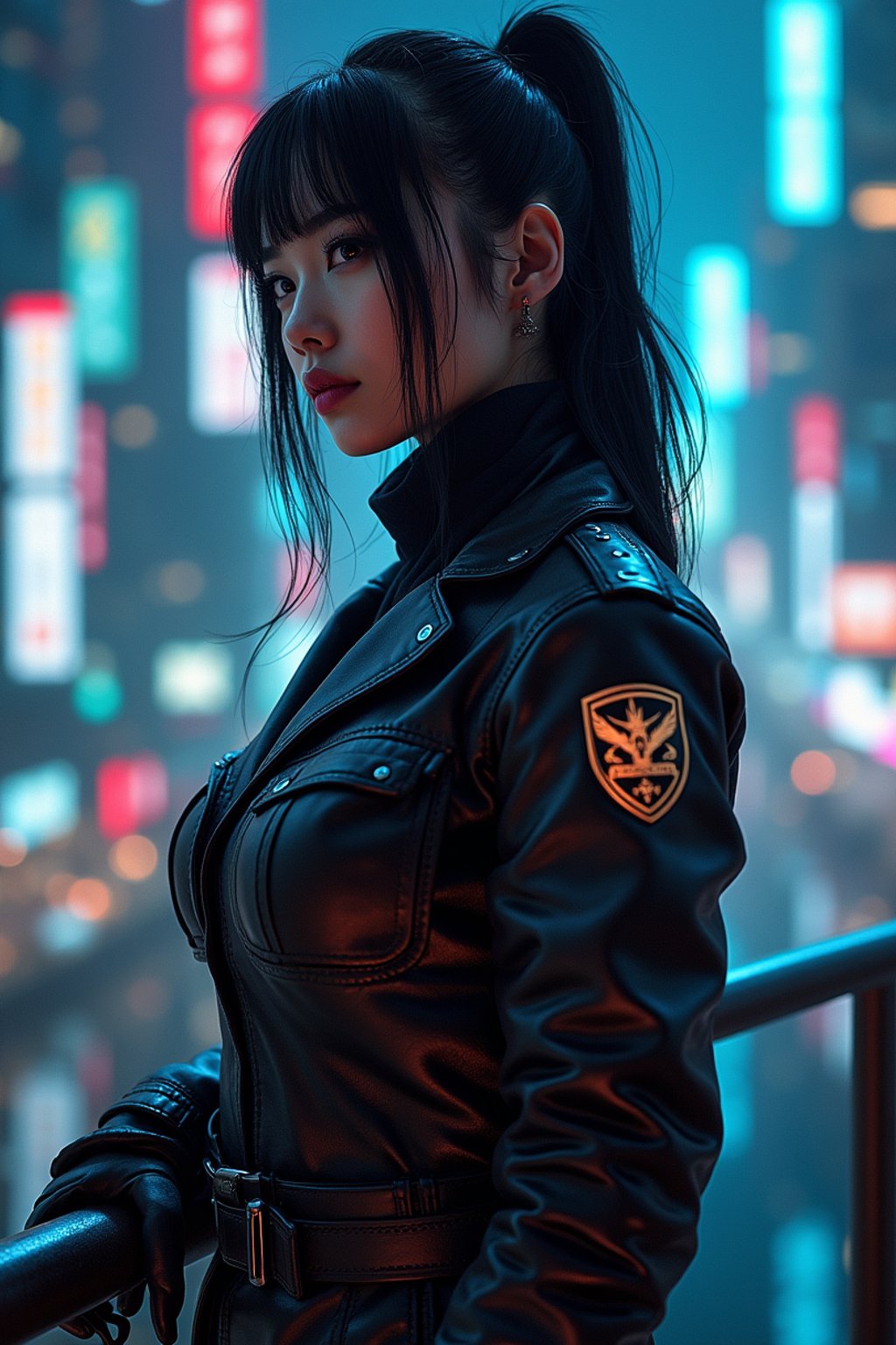 woman as futuristic beautiful cyberpunk police officer, in heavy rainning futuristic tokyo rooftop cyberpunk night, ssci-fi, fantasy, intricate, very very beautiful, elegant, neon light, highly detailed, digital painting, artstation, concept art, soft light, hdri, smooth, sharp focus, illustration, art by tian zi and craig mullins and wlop and alphonse mucha