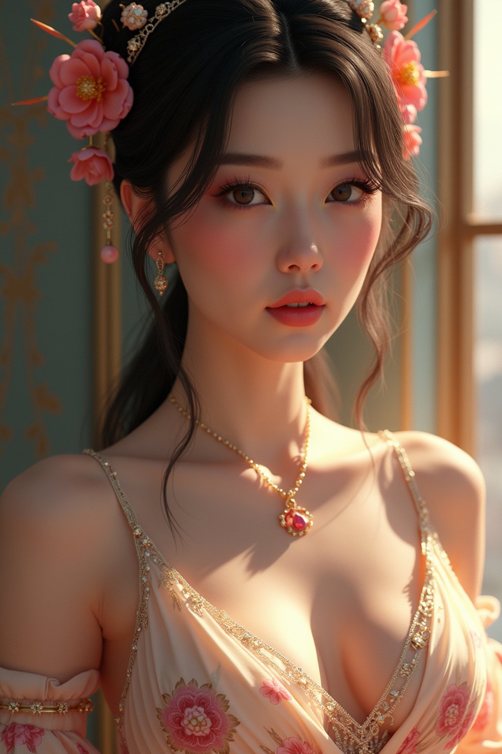 a  pin up as a beautiful fashion charming dreamlike woman with lv jewelry, character art, art by artgerm lau and wlop and and ilya kuvshinov and john singer sargent, hyperdetailed, 8 k realistic, symmetrical, frostbite 3 engine, cryengine, dof, trending on artstation, digital art