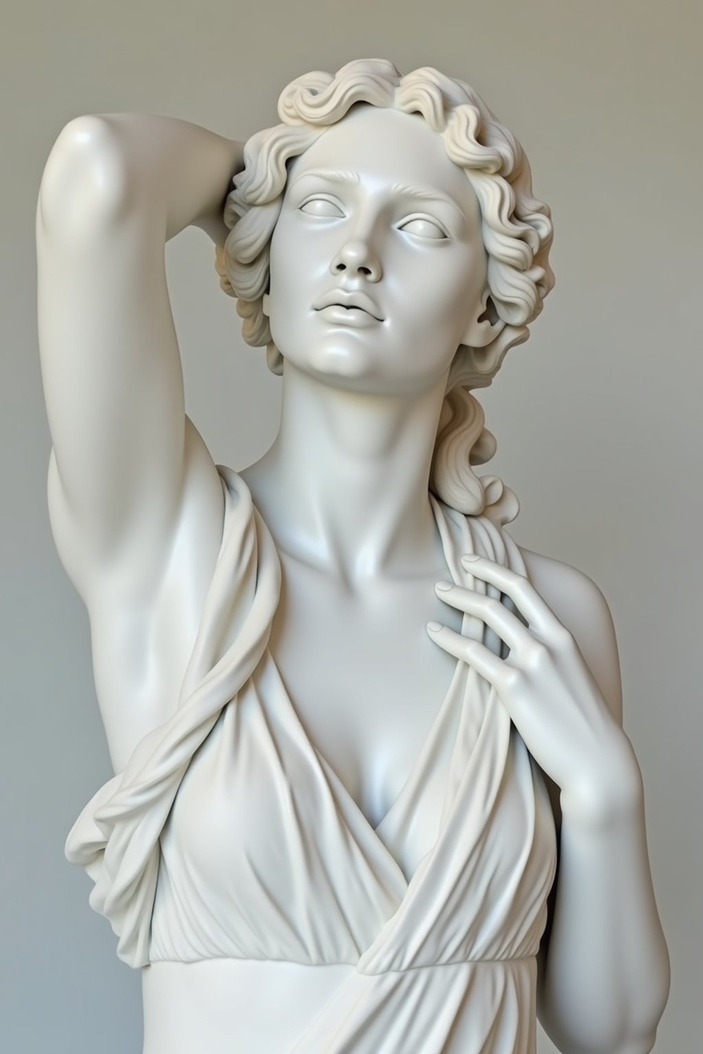 woman as White Marble classical Greek Marble Sculpture. white. no colors