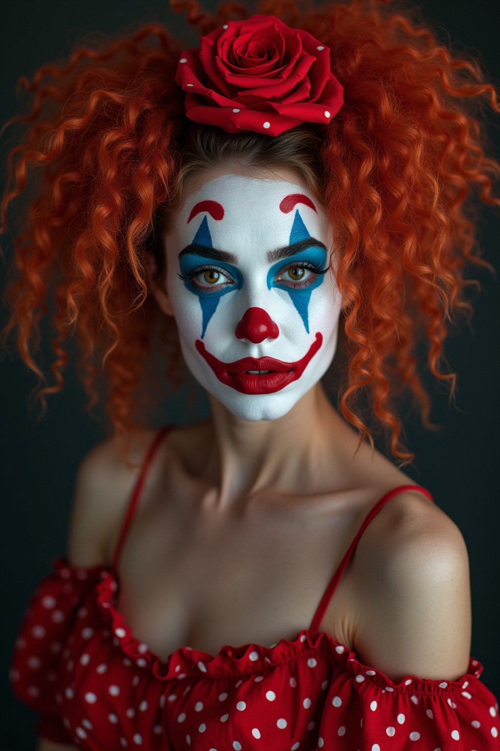 woman as a Clown with Clown Makeup