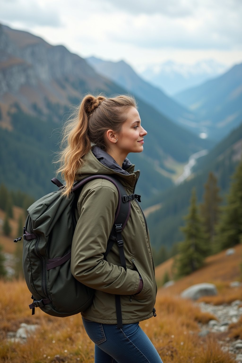 woman hiking in mountains