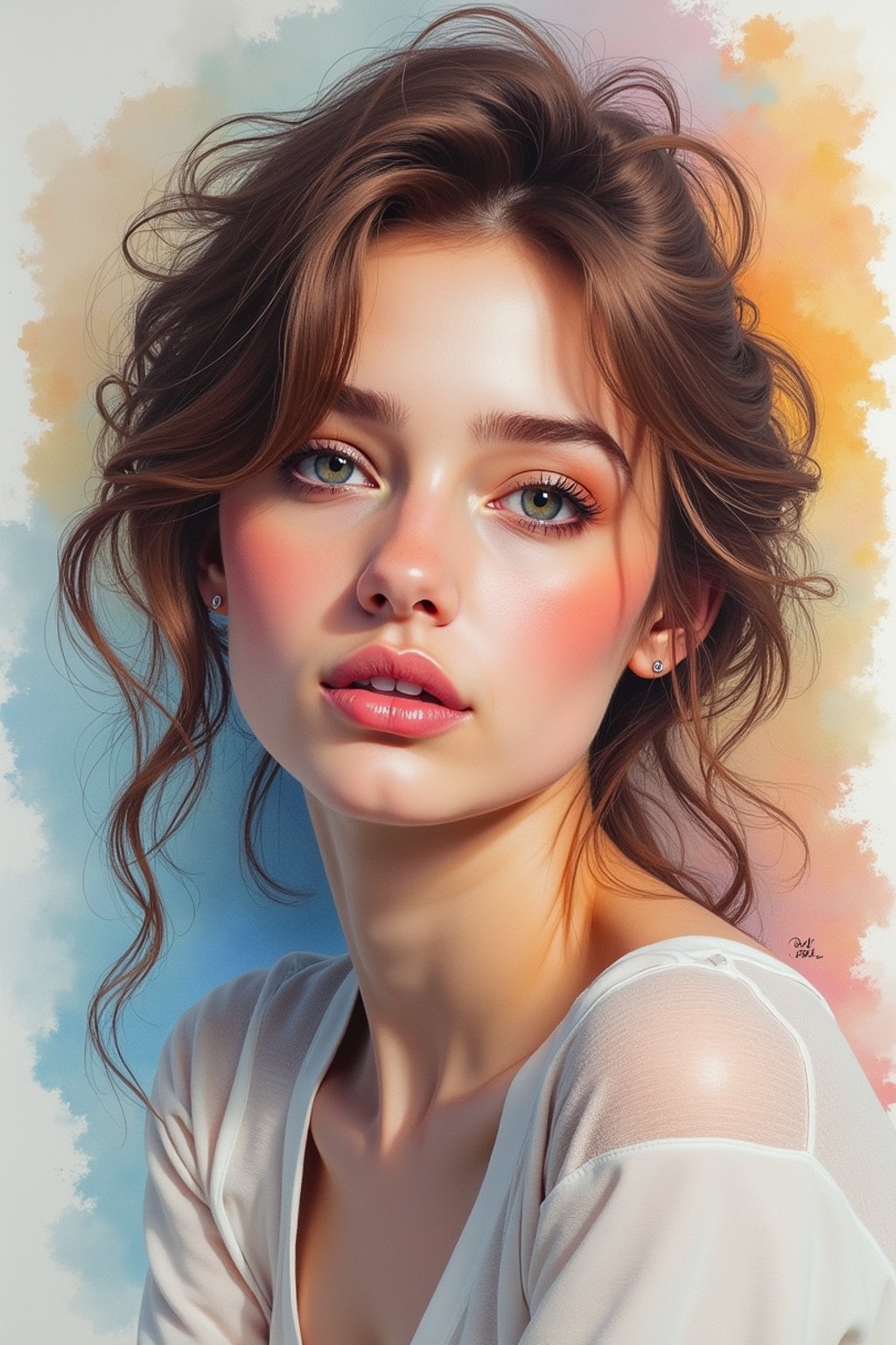 woman as water color on paper, master painter painting a mural, highly detailed, artstation, masterpiece, award - winning