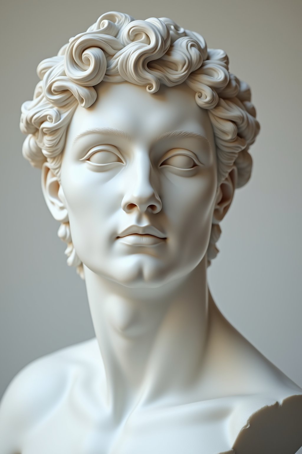 man as White Marble classical Greek Marble Sculpture. white. no colors