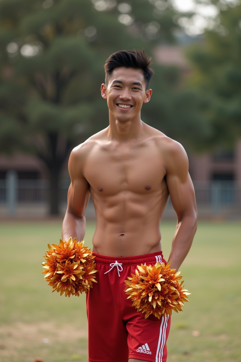 man as Cheerleader at college