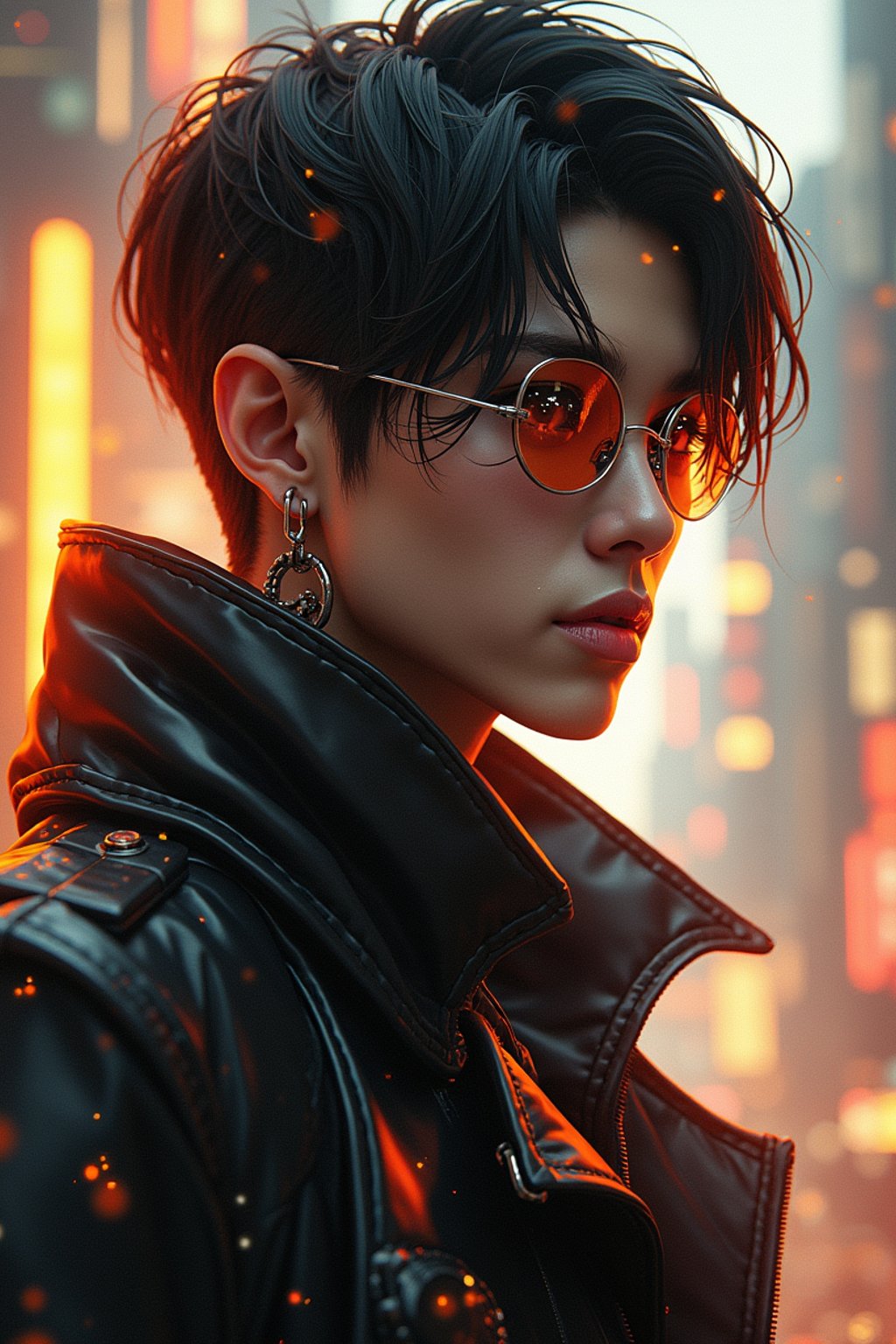 man as a soft lustrous biotech raver gutter punk gothic cyborg, golden ratio, details, scifi, fantasy, cyberpunk, intricate, decadent, digital painting, octane render, artstation, concept art, smooth, sharp focus, illustration, art by artgerm, loish, wlop