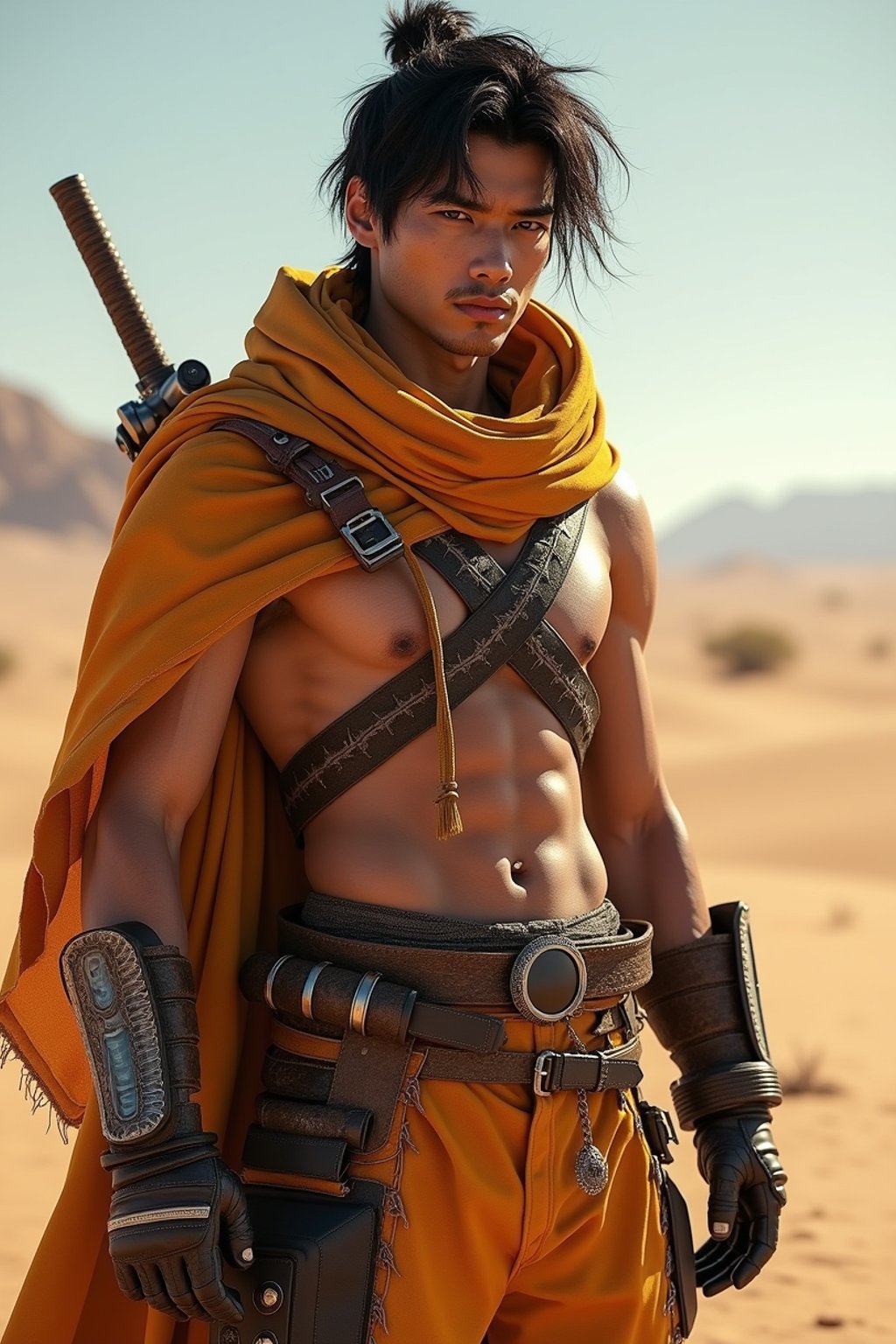 man in style of mad max warrior in desert _ unreal _ 5 _ daz. _ rpg _ shot _ extremely _ detailed _ artgerm _ greg _ rutkowski _ greg