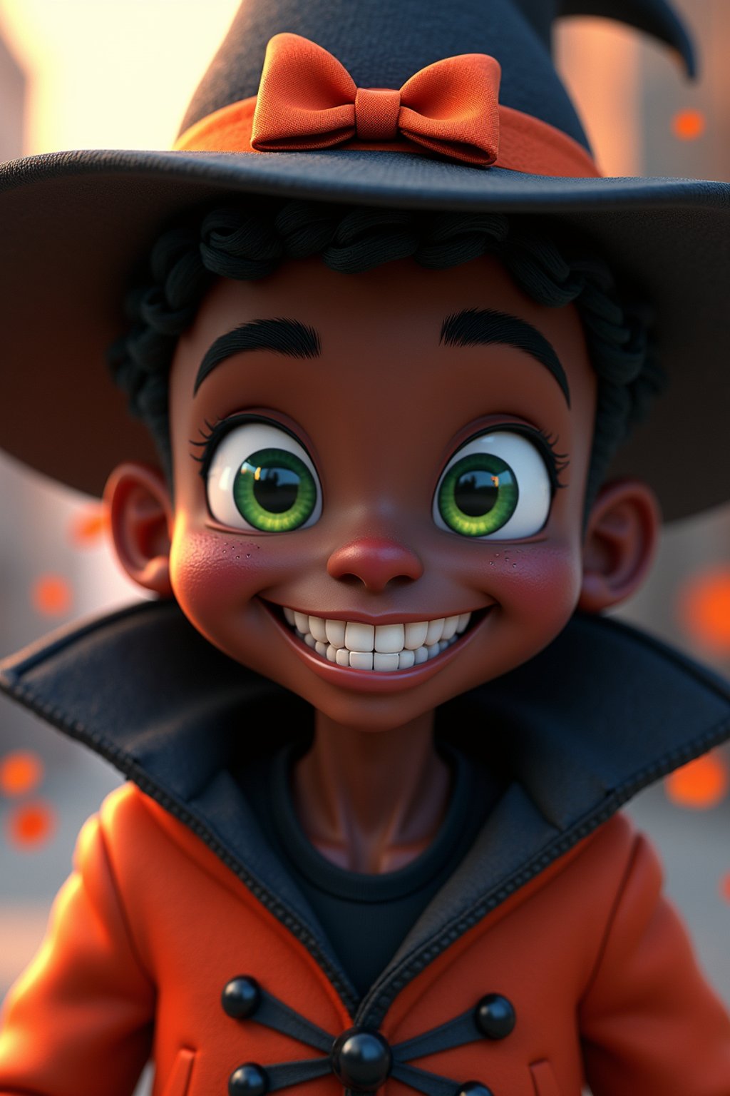 man as the personification of the Halloween holiday in the form of man with a villain's smile, (cute)cute hats, cute cheeks, unreal engine, highly detailed, artgerm digital illustration, woo tooth, studio ghibli, deviantart, sharp focus, artstation, by Alexei Vinogradov bakery, sweets, emerald eyes