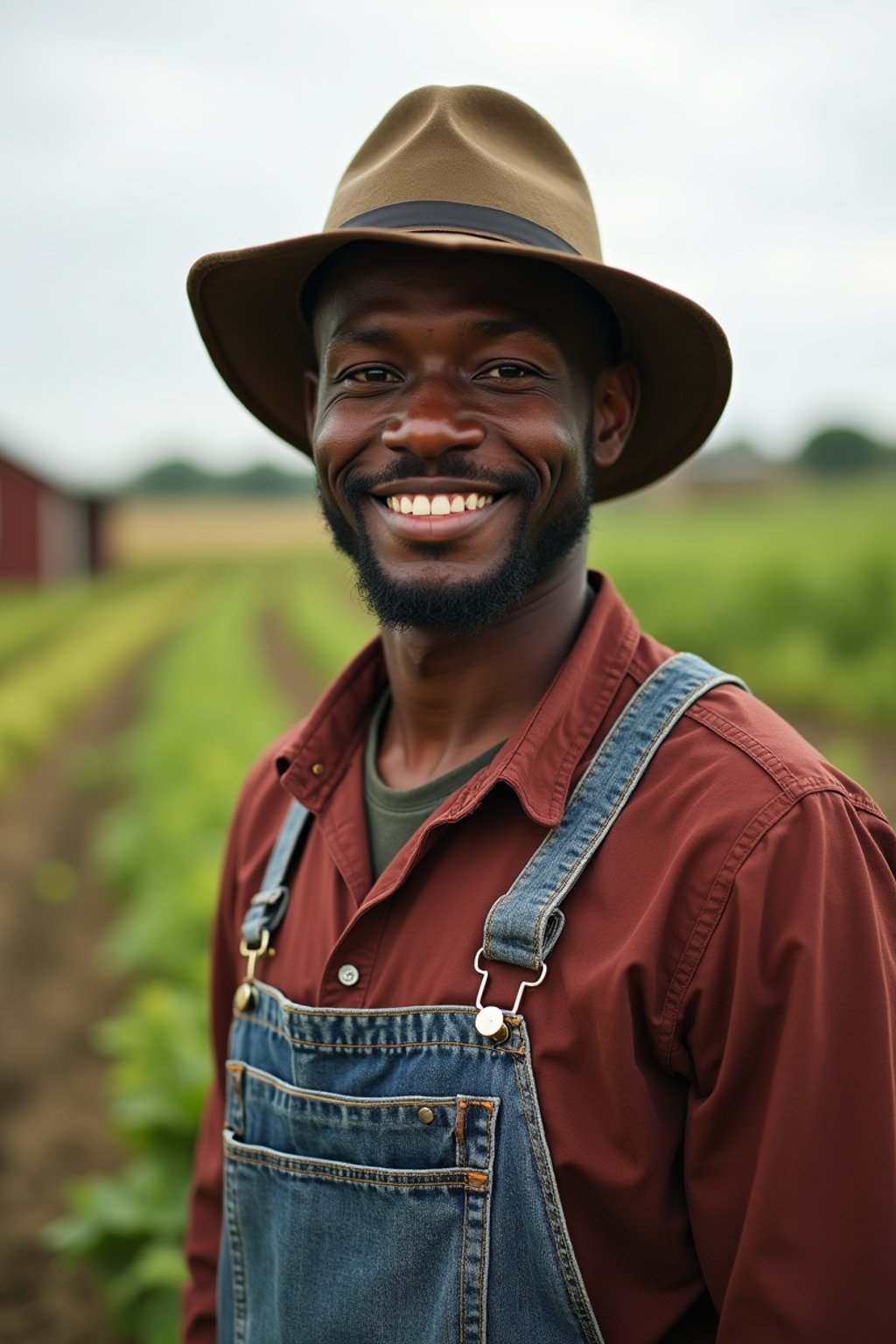 man farmer with farm in background