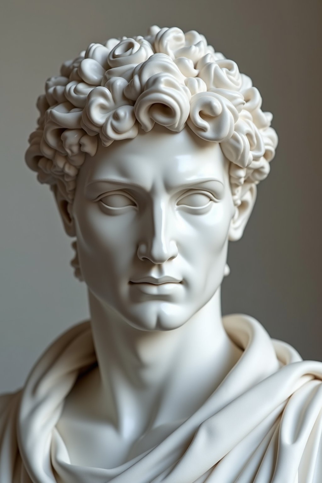 man as White Marble classical Greek Marble Sculpture. white. no colors