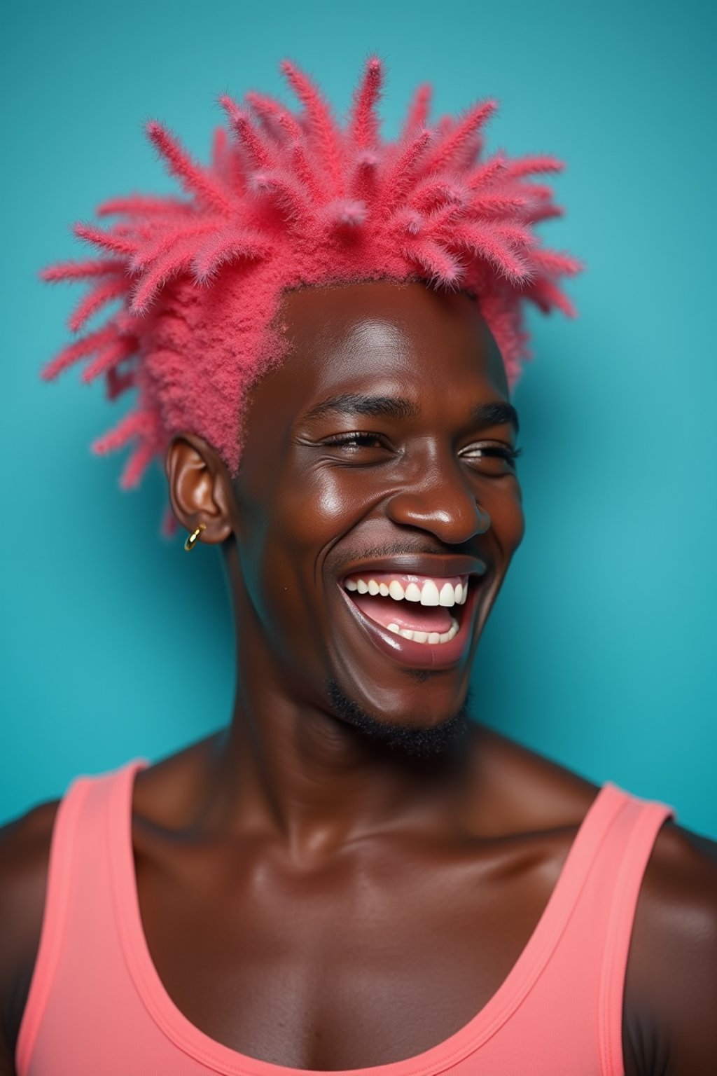 man as a progressive LGBTQ activist feminist with pink or blue hair