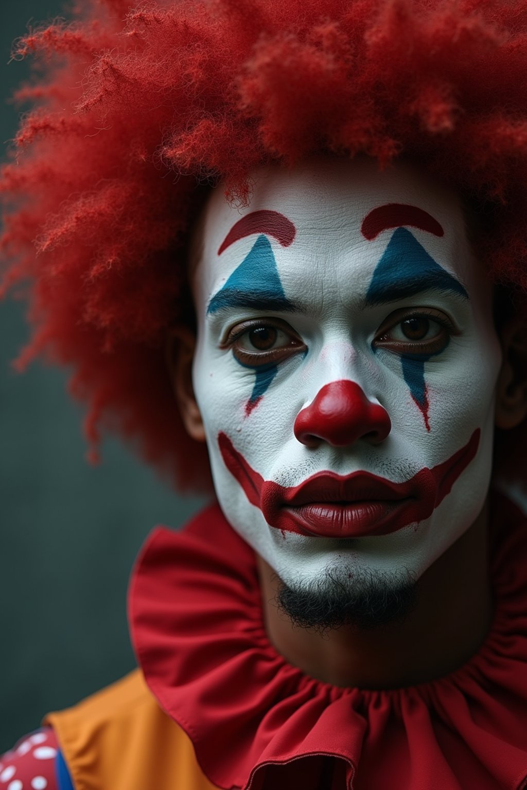 man as a Clown with Clown Makeup