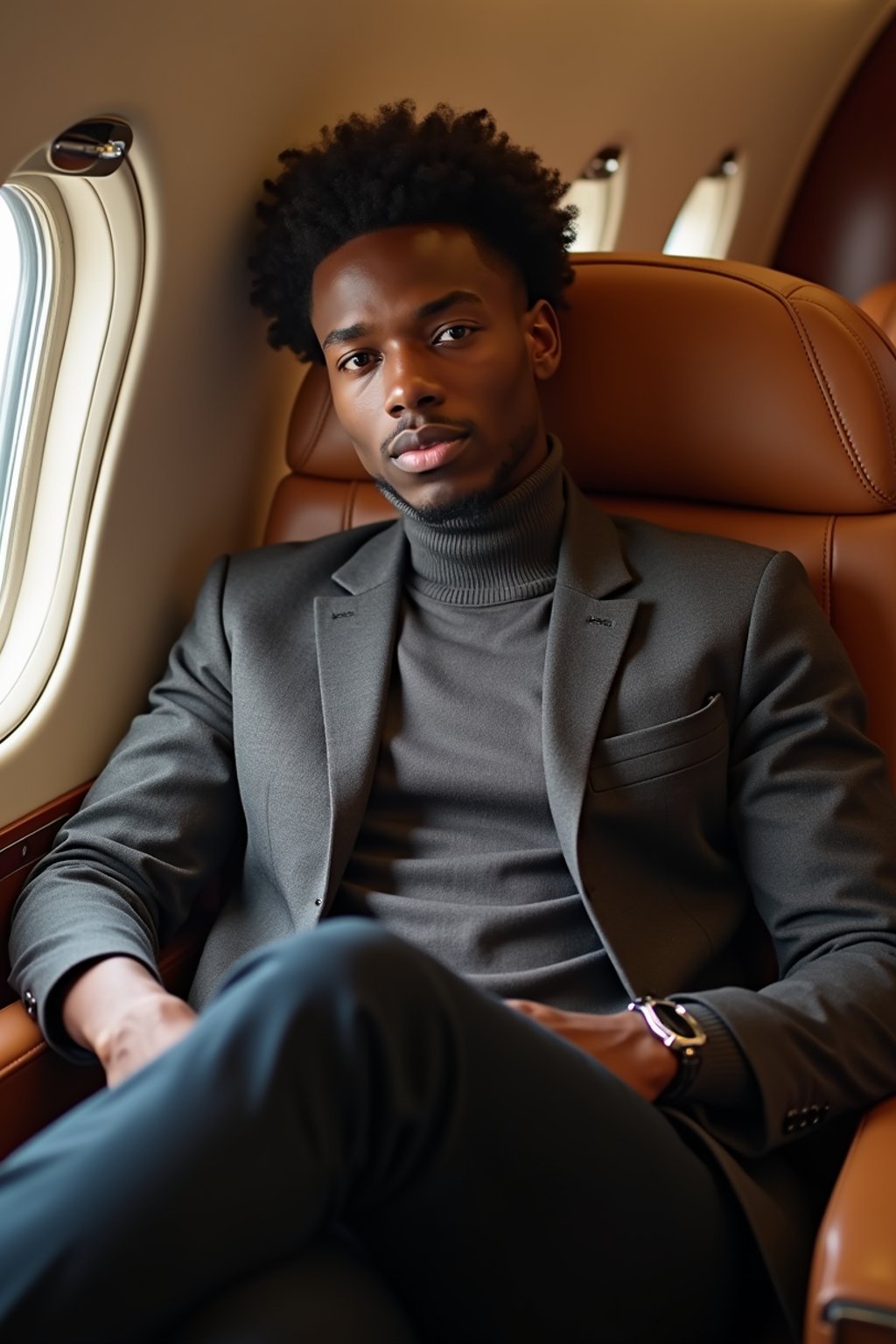 man seated in a Private Jet