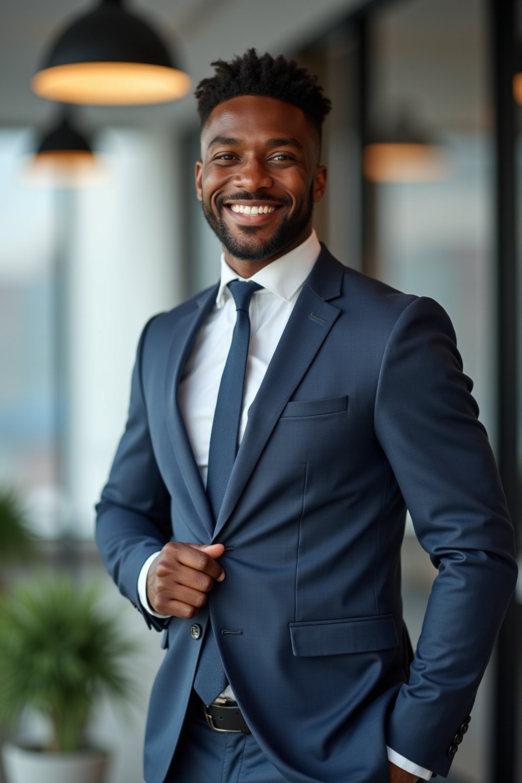 wide LinkedIn profile photo of a professional business man as a confident professional business man standing in a modern office. LinkedIn professional profile photo. most popular person on LinkedIn