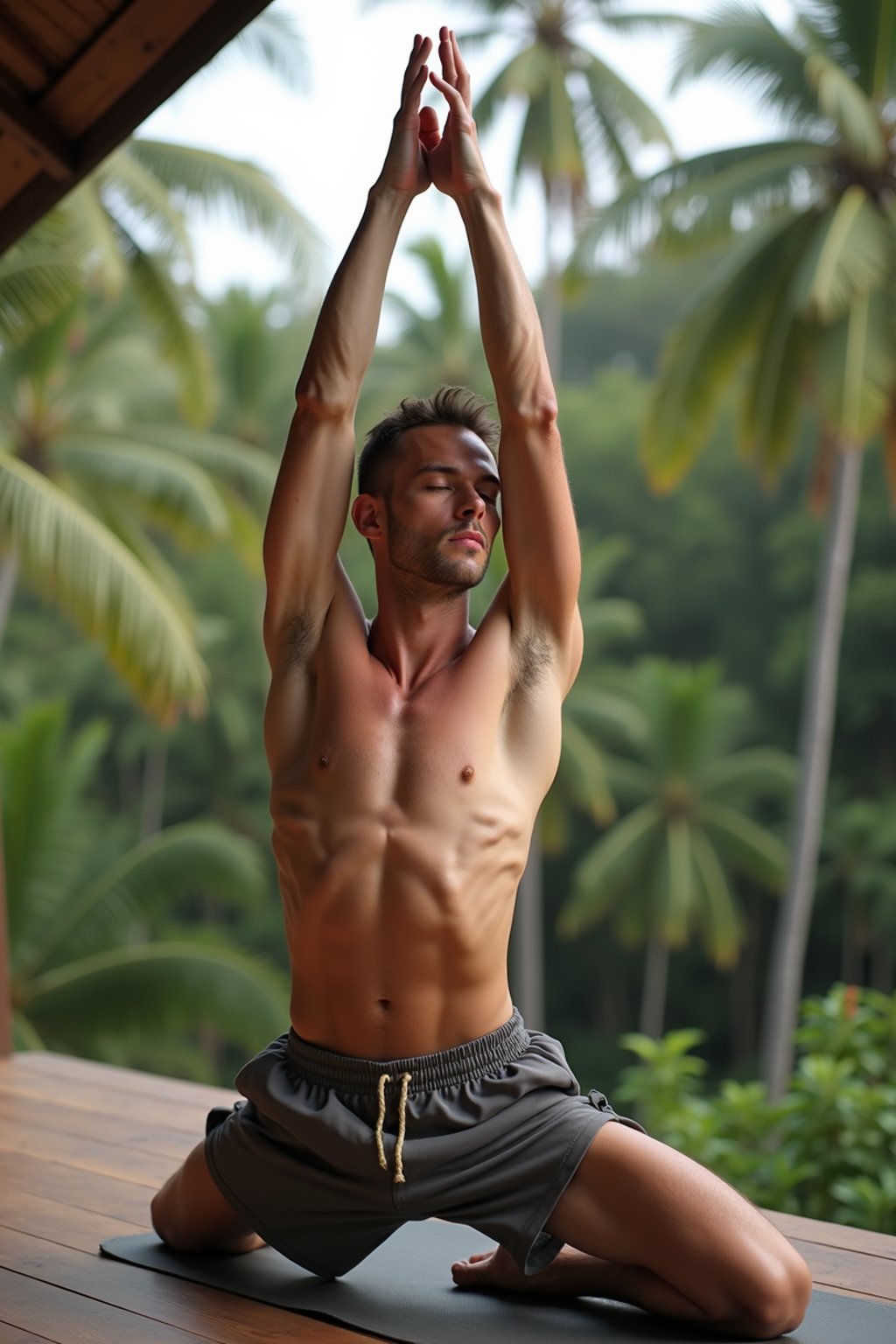 man doing Yoga at a Yoga Retreat in Bali