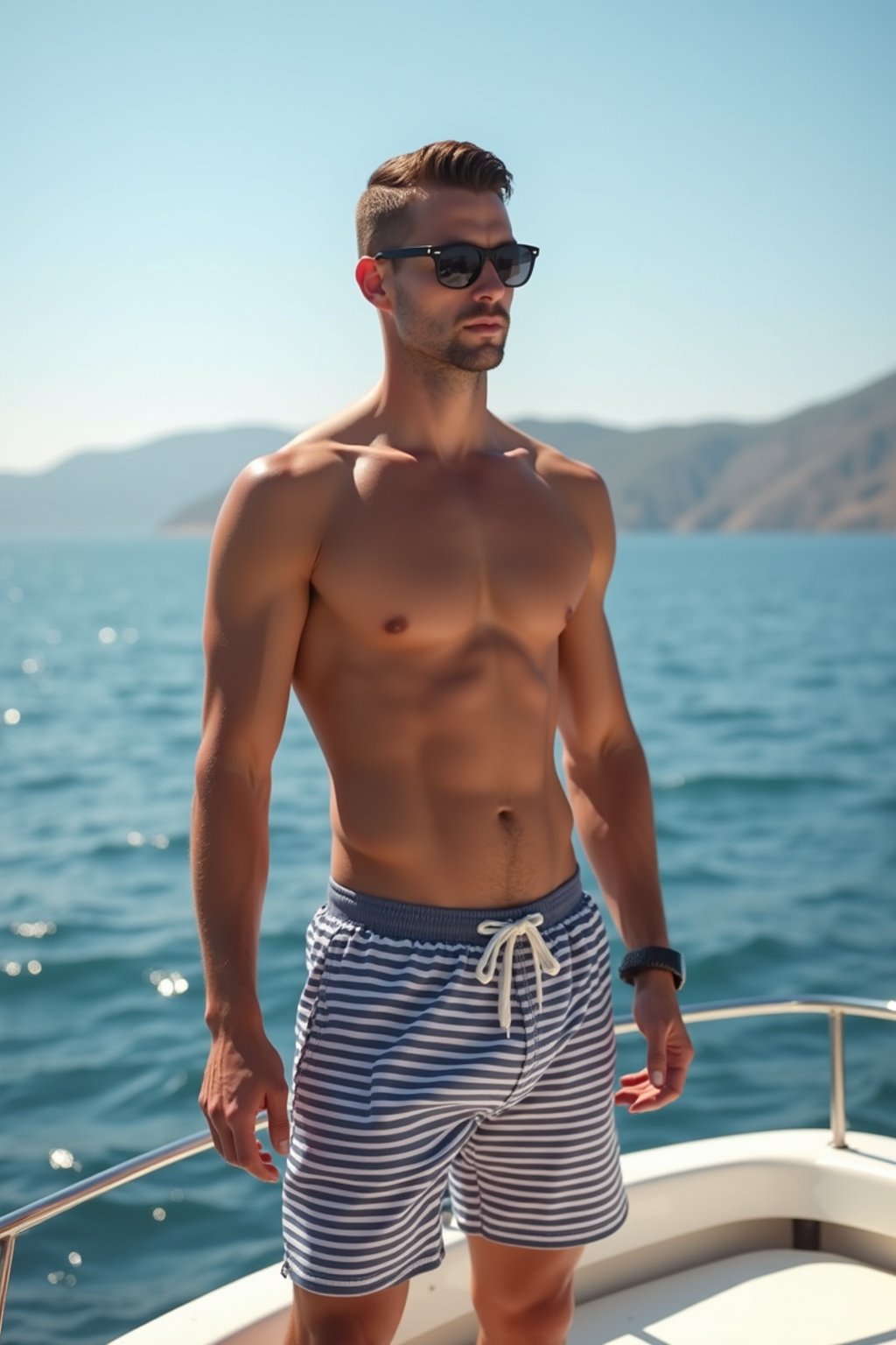 man swim shorts  on a Luxury Yacht boat