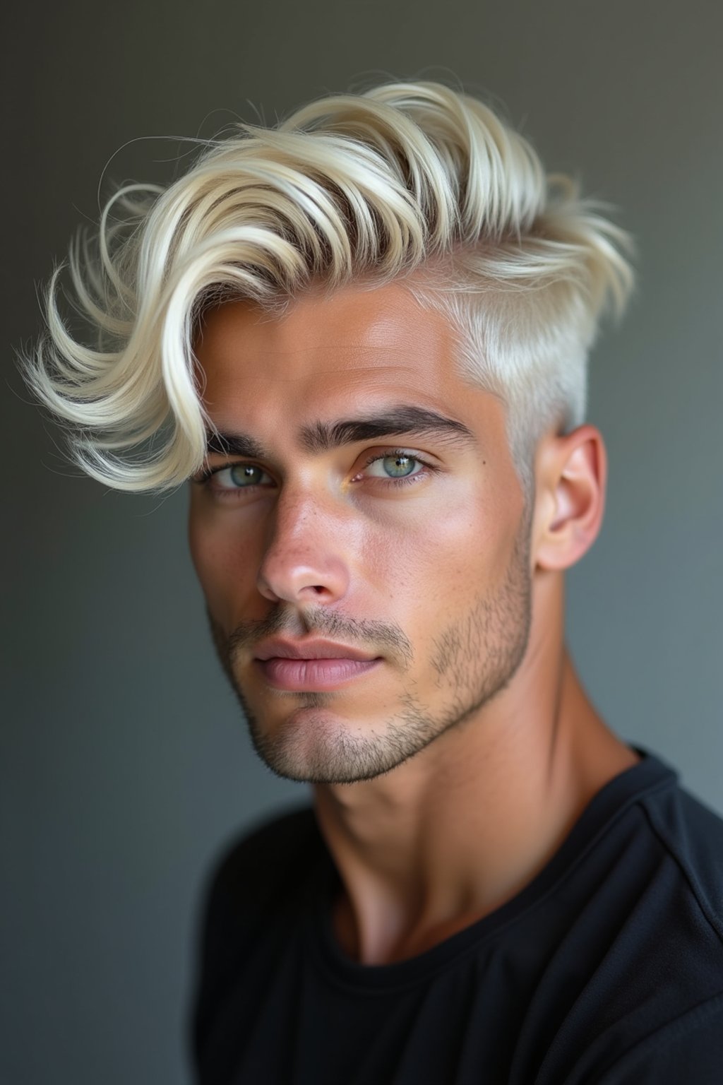 man with platinum blonde hair dyed