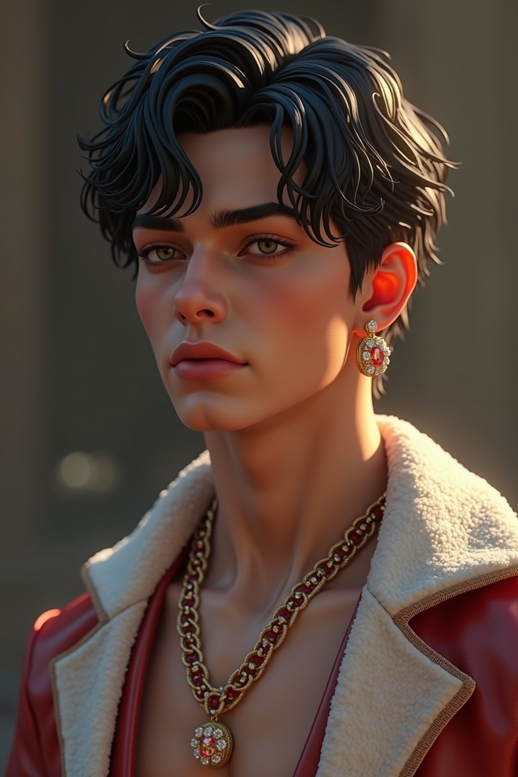 a male man  as a beautiful fashion charming dreamlike man with lv jewelry, character art, art by artgerm lau and wlop and and ilya kuvshinov and john singer sargent, hyperdetailed, 8 k realistic, symmetrical, frostbite 3 engine, cryengine, dof, trending on artstation, digital art