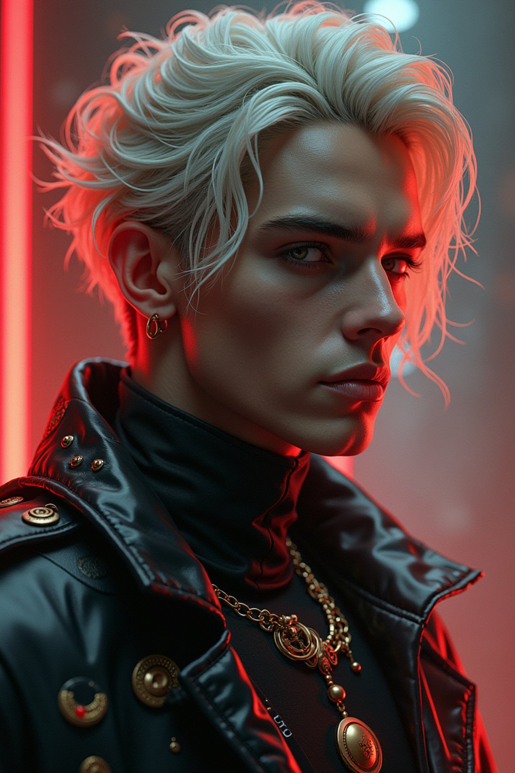 man as a soft lustrous biotech raver gutter punk gothic cyborg, golden ratio, details, scifi, fantasy, cyberpunk, intricate, decadent, digital painting, octane render, artstation, concept art, smooth, sharp focus, illustration, art by artgerm, loish, wlop