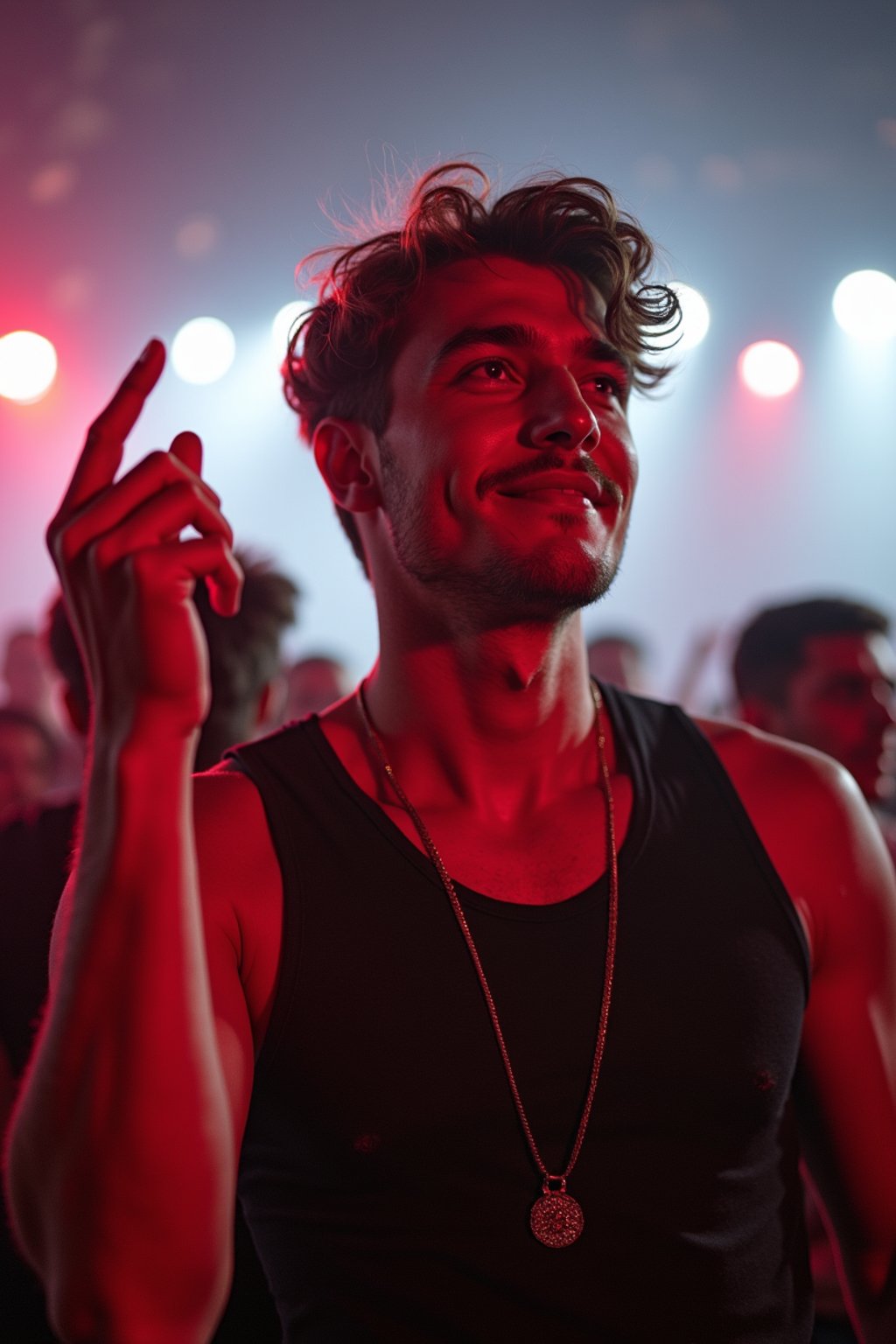 masculine  man enjoying a concert or music festival