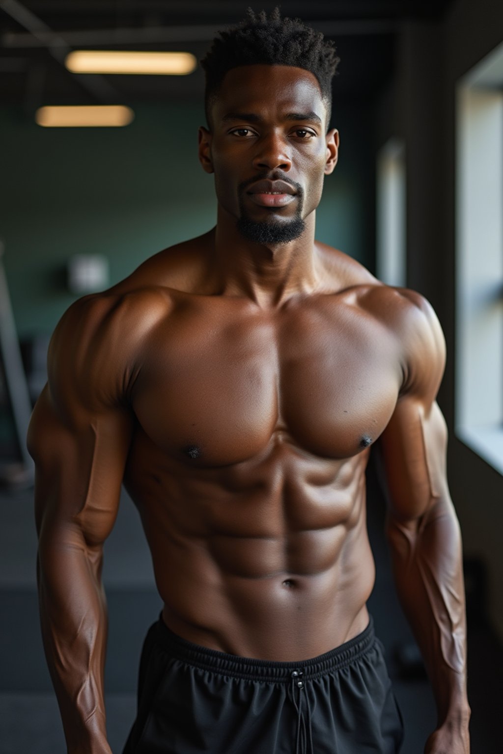 a confident masculine  man engaging in a fitness routine