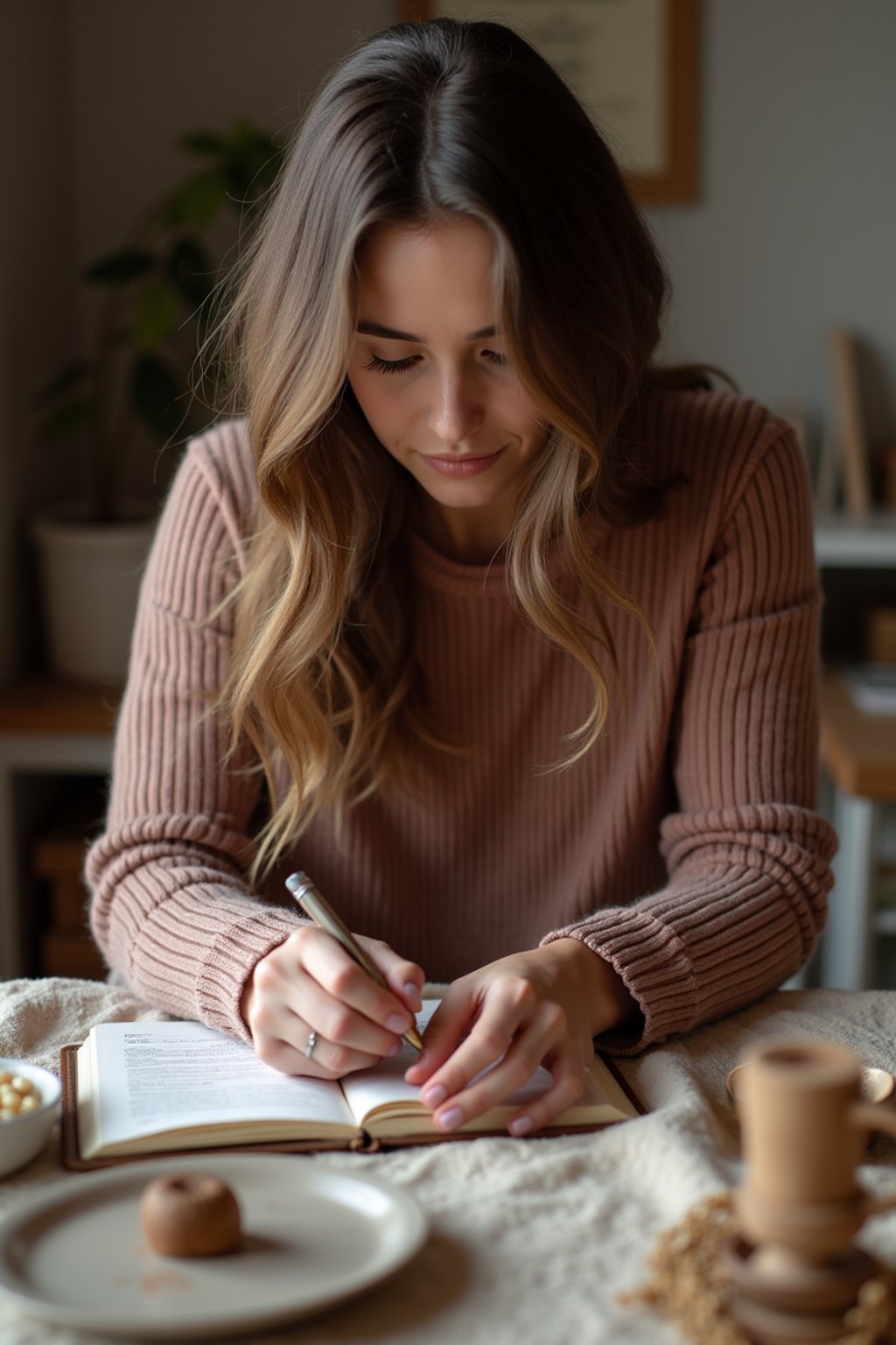 feminine woman engaging in a hobby or craft