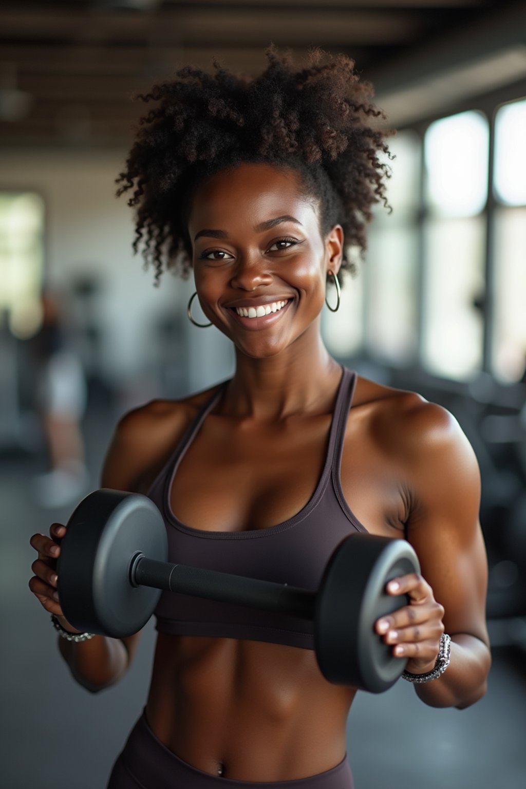 a confident  feminine woman engaging in a fitness routine