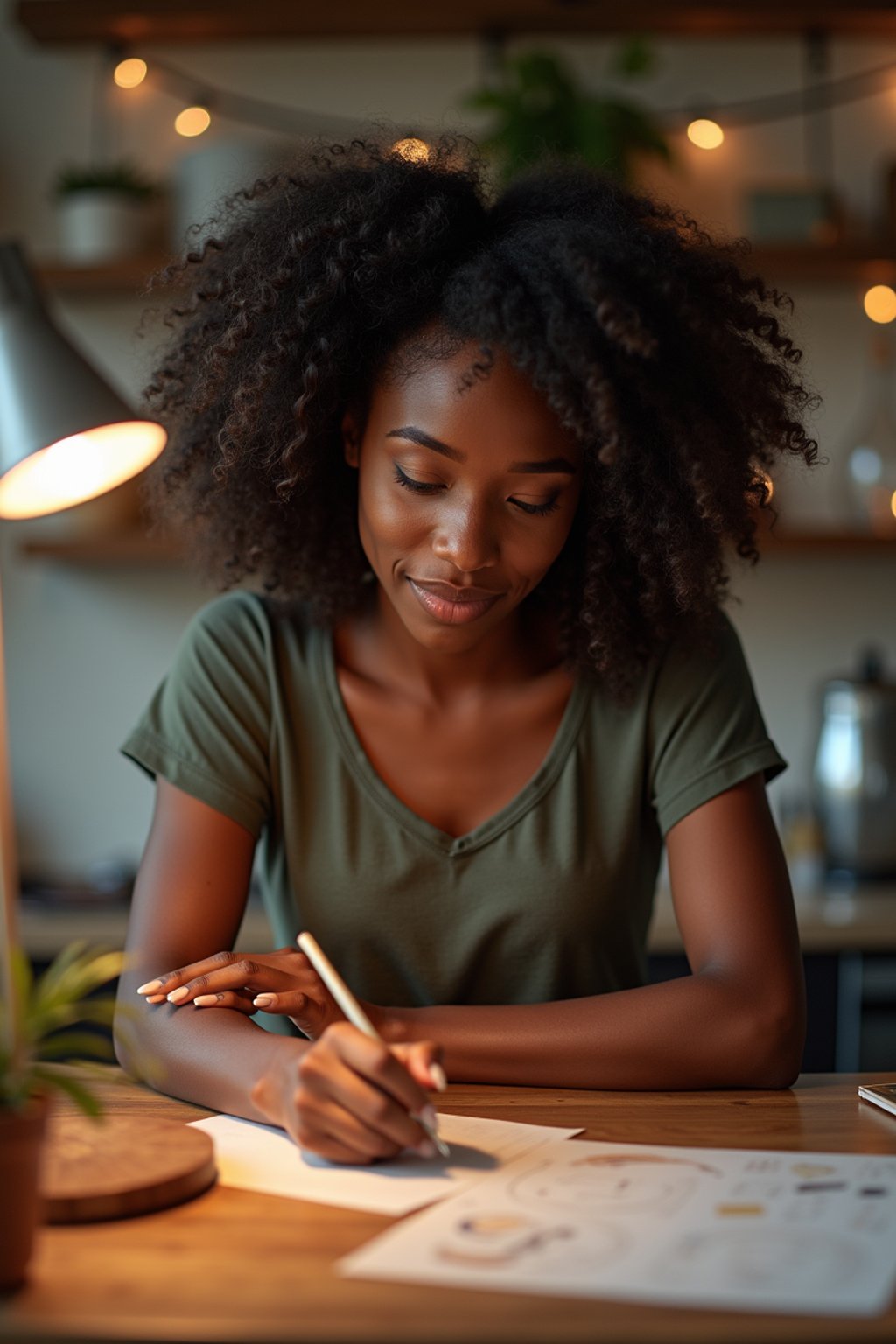 feminine woman engaging in a hobby or craft