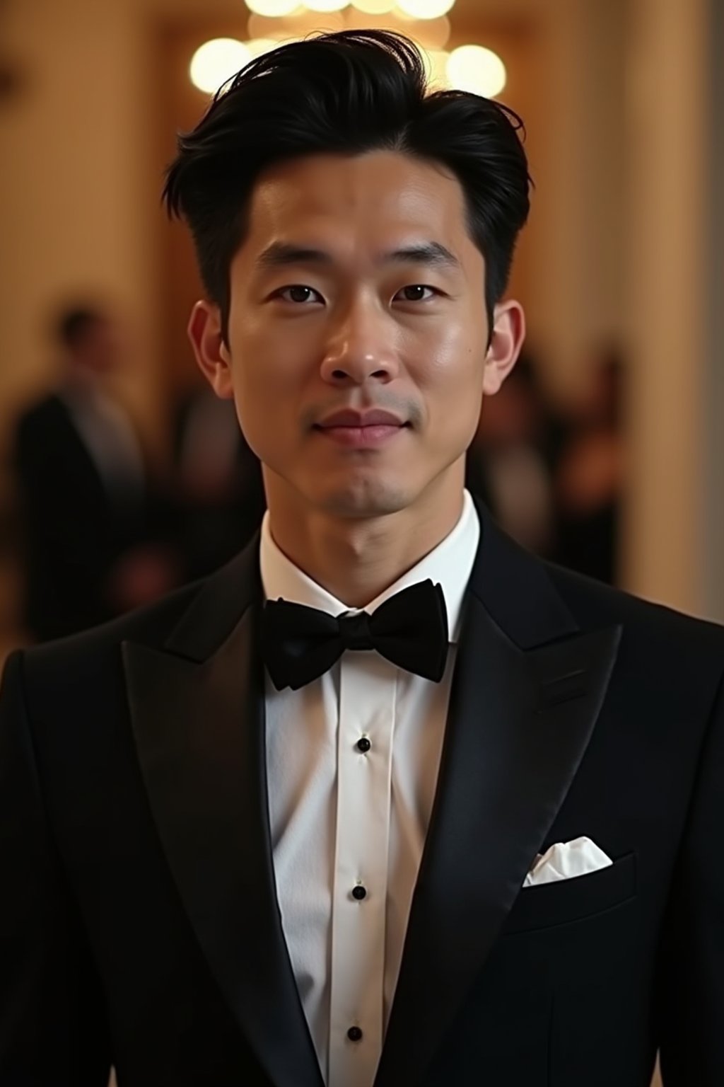 an elegant masculine  man attending a formal event