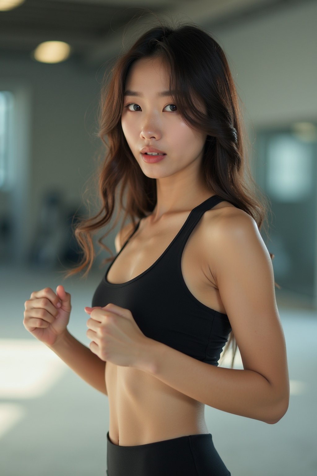 a confident  feminine woman engaging in a fitness routine