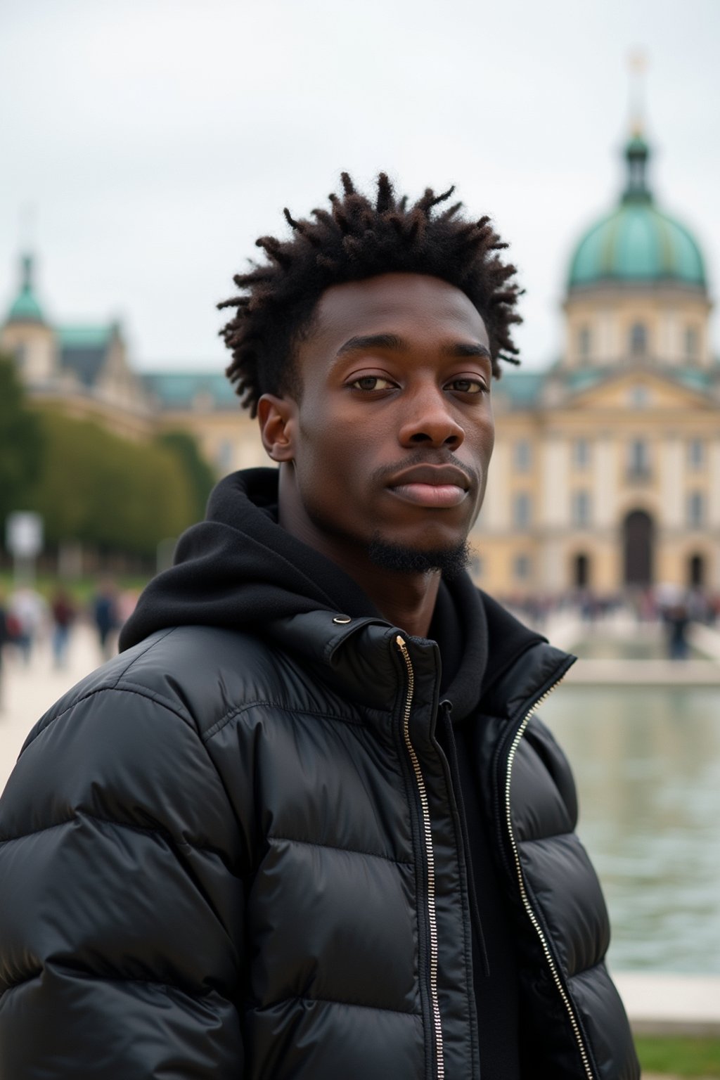 man in Vienna with the Schönbrunn Palace in the background