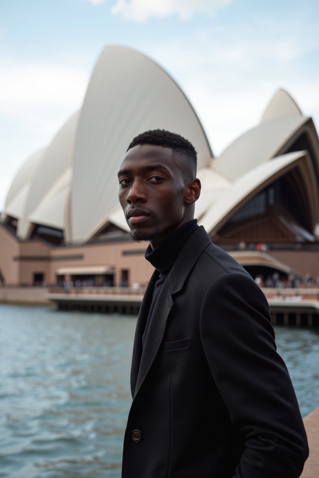 man in Sydney with the Sydney Opera House in the background