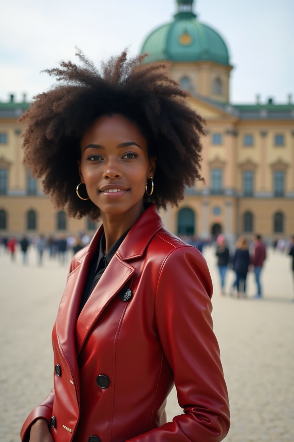 woman in Vienna with the Schönbrunn Palace in the background