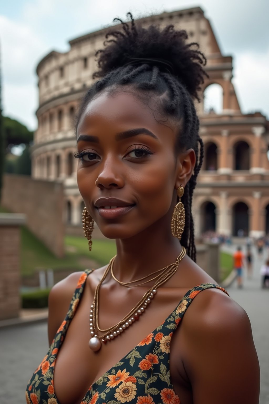 woman in Rome with the Colosseum in the background