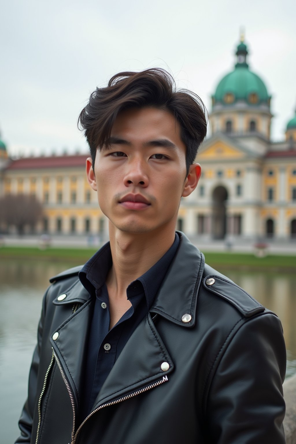 man in Vienna with the Schönbrunn Palace in the background