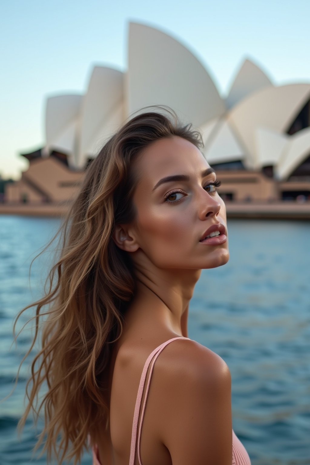 woman in Sydney with the Sydney Opera House in the background