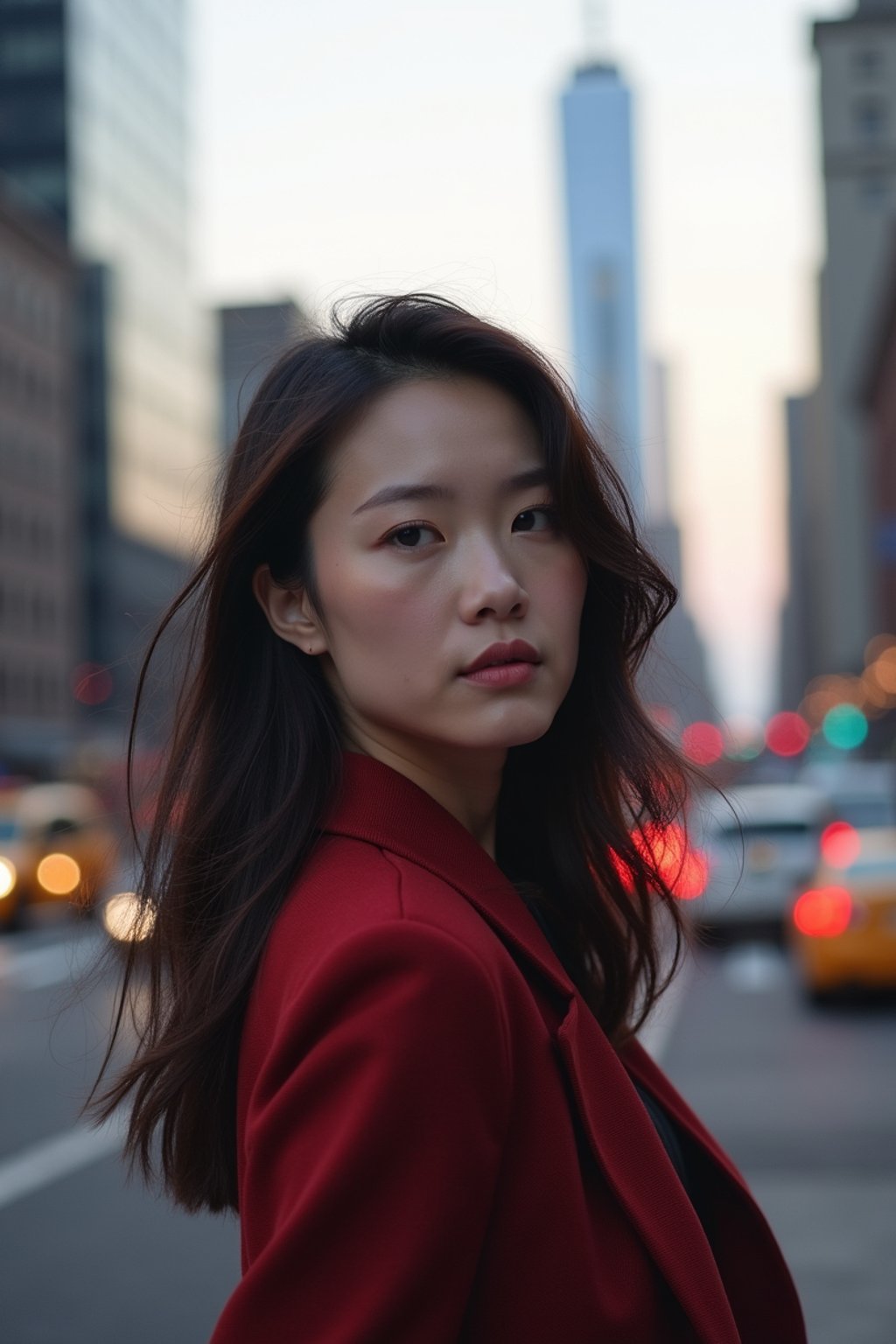 woman in New York City with Manhattan in background